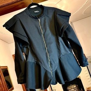 Black Denim Peplum Jacket Size 1X